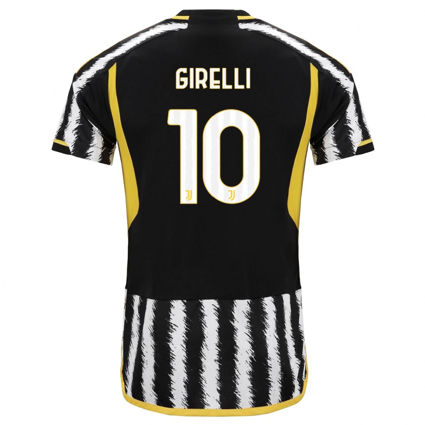 Kandiny Niño Camiseta Cristiana Girelli #10 Blanco Negro 1ª Equipación 2023/24 La Camisa