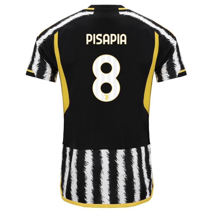 Kandiny Niño Camiseta Luciano Pisapia #8 Blanco Negro 1ª Equipación 2023/24 La Camisa