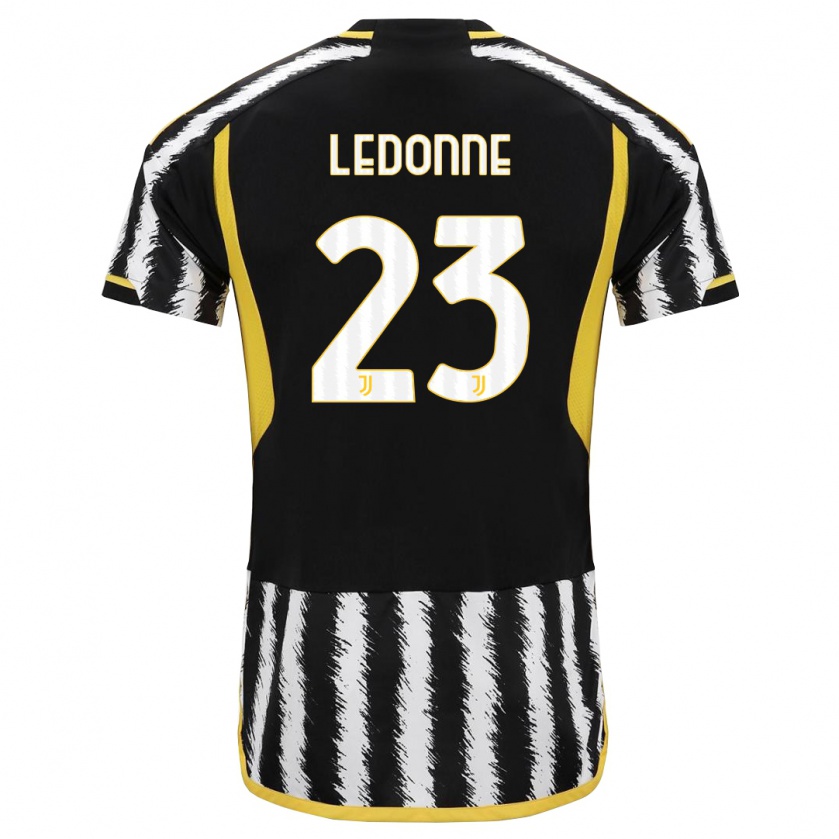 Kandiny Niño Camiseta Nicolo Ledonne #23 Blanco Negro 1ª Equipación 2023/24 La Camisa