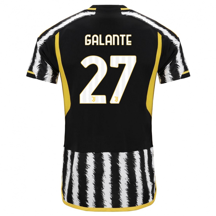 Kandiny Niño Camiseta Tommaso Galante #27 Blanco Negro 1ª Equipación 2023/24 La Camisa