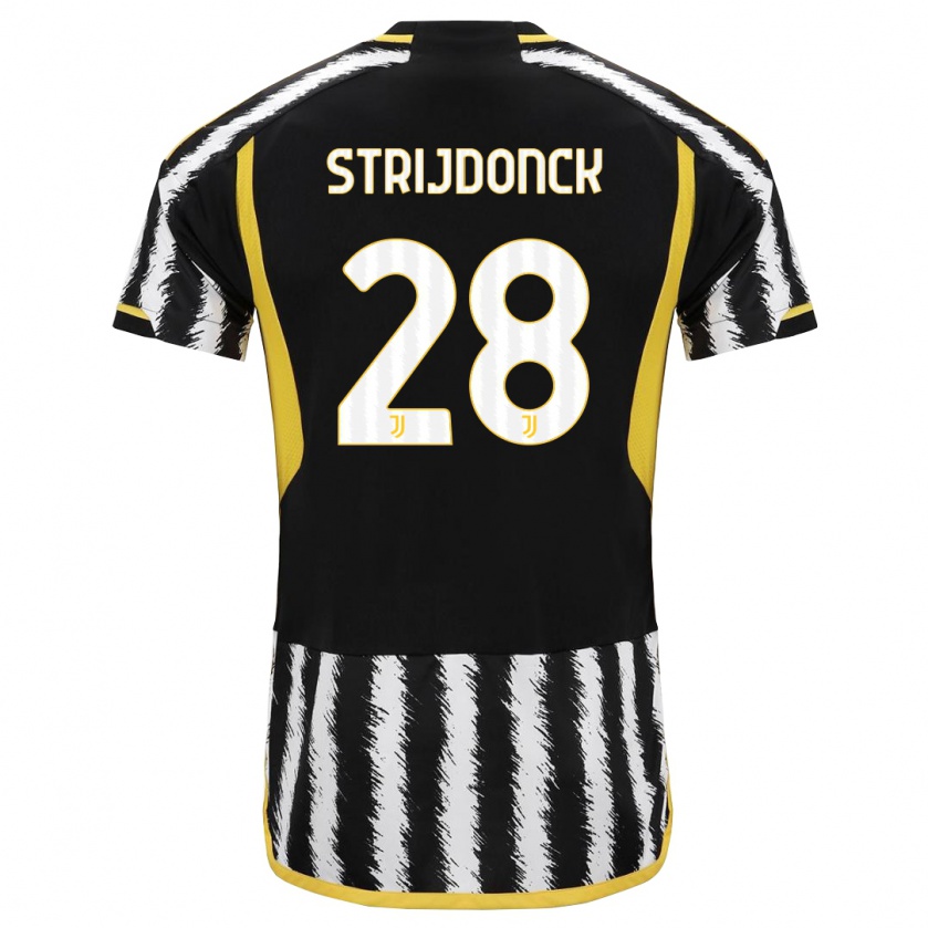 Kandiny Niño Camiseta Bayron Strijdonck #28 Blanco Negro 1ª Equipación 2023/24 La Camisa