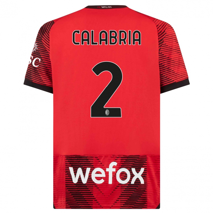 Kandiny Kinderen Davide Calabria #2 Rood Zwart Thuisshirt Thuistenue 2023/24 T-Shirt België