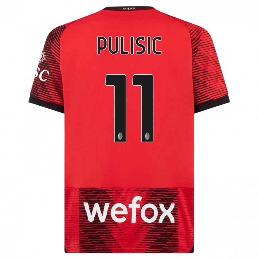 Kandiny Niño Camiseta Christian Pulisic #11 Negro Rojo 1ª Equipación 2023/24 La Camisa