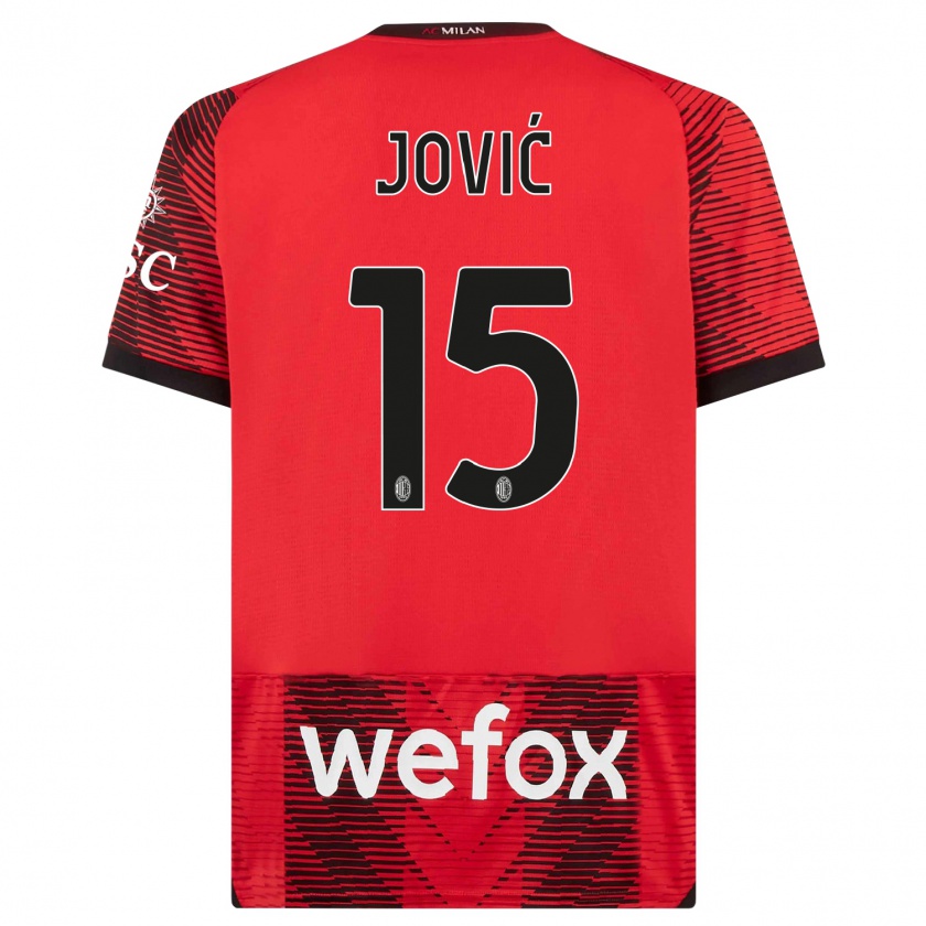 Kandiny Niño Camiseta Luka Jovic #15 Negro Rojo 1ª Equipación 2023/24 La Camisa