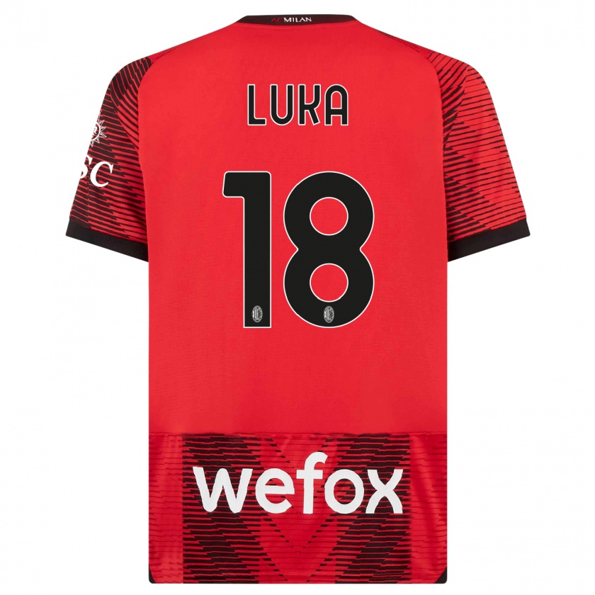 Kandiny Niño Camiseta Luka Romero #18 Negro Rojo 1ª Equipación 2023/24 La Camisa