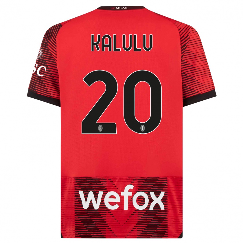 Kandiny Niño Camiseta Pierre Kalulu #20 Negro Rojo 1ª Equipación 2023/24 La Camisa