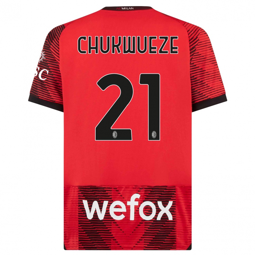 Kandiny Niño Camiseta Samuel Chukwueze #21 Negro Rojo 1ª Equipación 2023/24 La Camisa