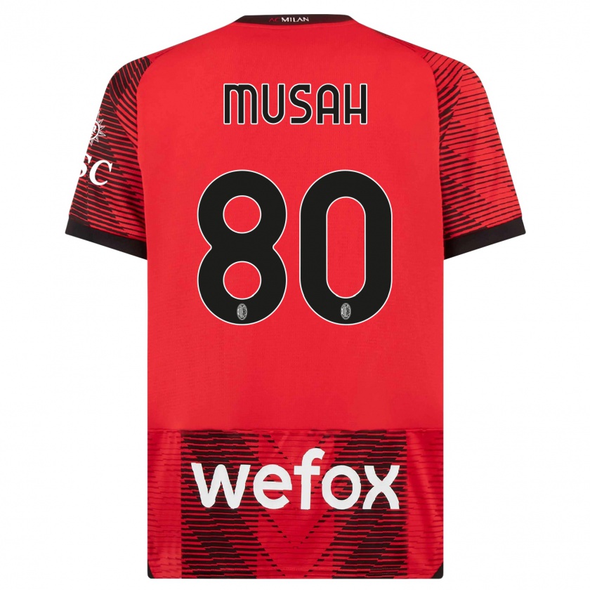 Kandiny Kinderen Yunus Musah #80 Rood Zwart Thuisshirt Thuistenue 2023/24 T-Shirt België