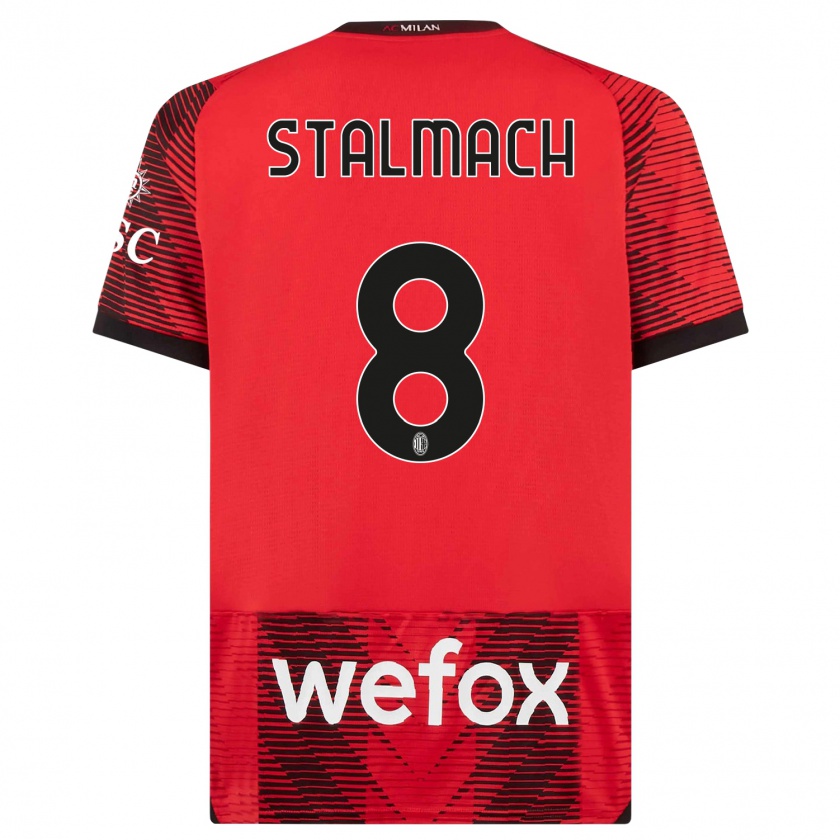 Kandiny Niño Camiseta Dariusz Stalmach #8 Negro Rojo 1ª Equipación 2023/24 La Camisa