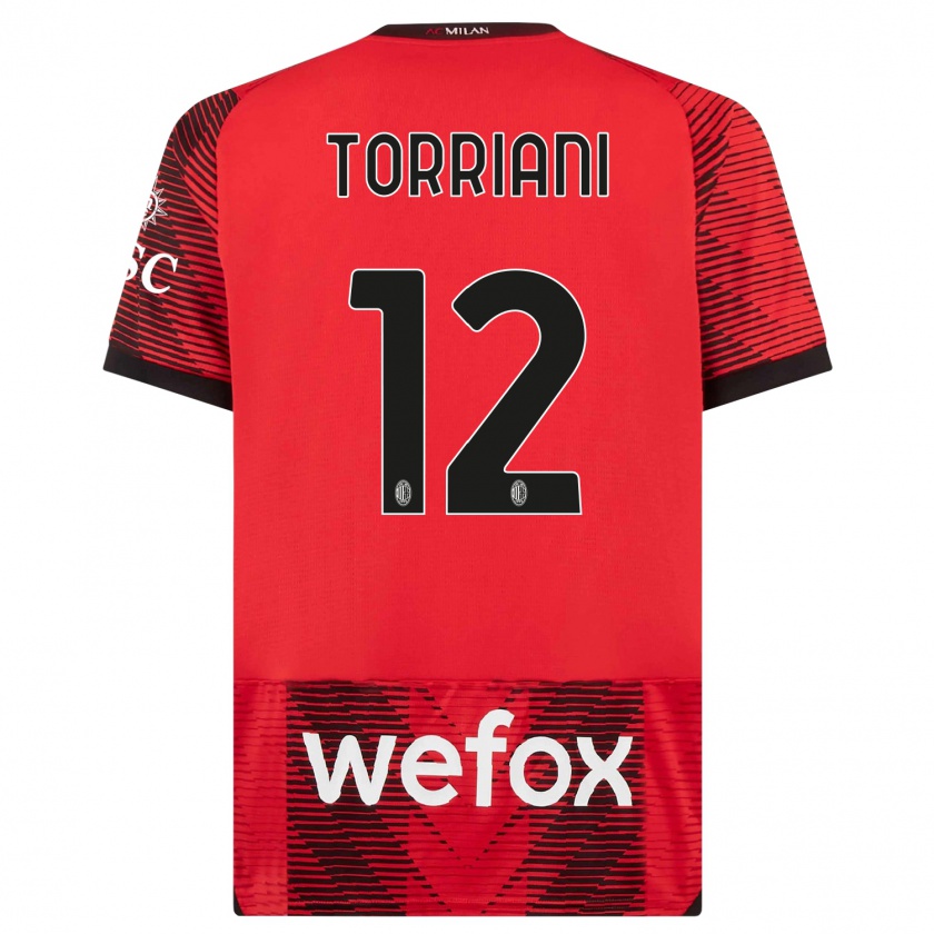 Kandiny Bambino Maglia Lorenzo Torriani #12 Rosso Nero Kit Gara Home 2023/24 Maglietta