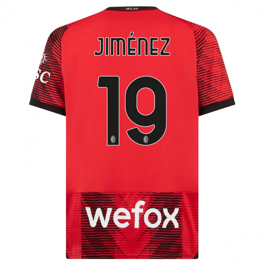 Kandiny Niño Camiseta Álex Jiménez #19 Negro Rojo 1ª Equipación 2023/24 La Camisa