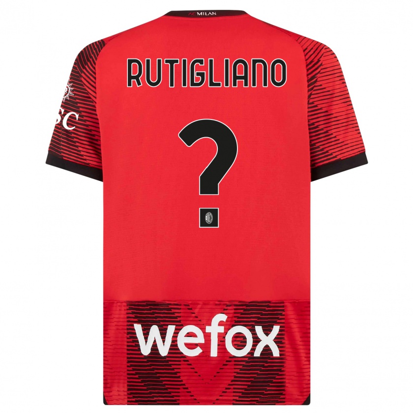 Kandiny Bambino Maglia Samuele Rutigliano #0 Rosso Nero Kit Gara Home 2023/24 Maglietta