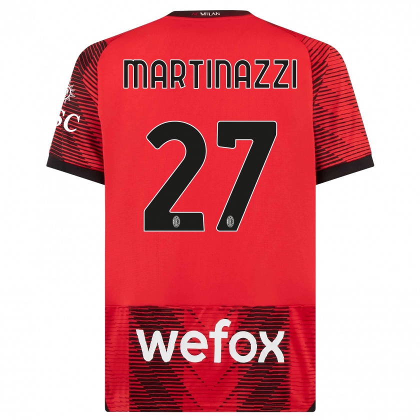 Kandiny Niño Camiseta Luca Martinazzi #27 Negro Rojo 1ª Equipación 2023/24 La Camisa