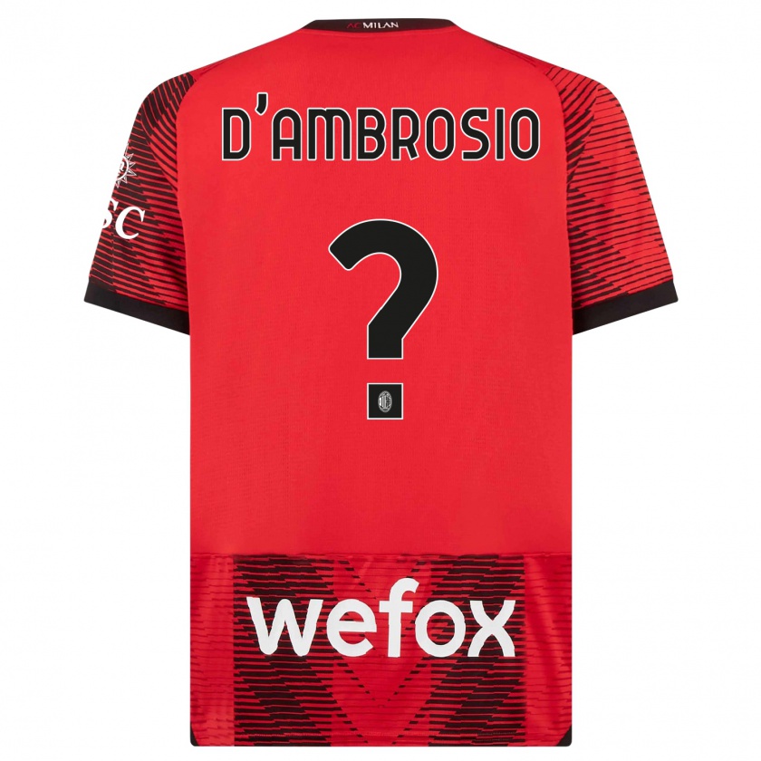 Kandiny Niño Camiseta Antonio D'ambrosio #0 Negro Rojo 1ª Equipación 2023/24 La Camisa