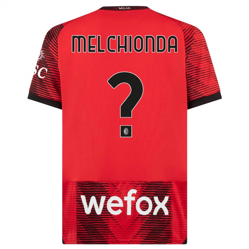 Kandiny Niño Camiseta Marco Melchionda #0 Negro Rojo 1ª Equipación 2023/24 La Camisa