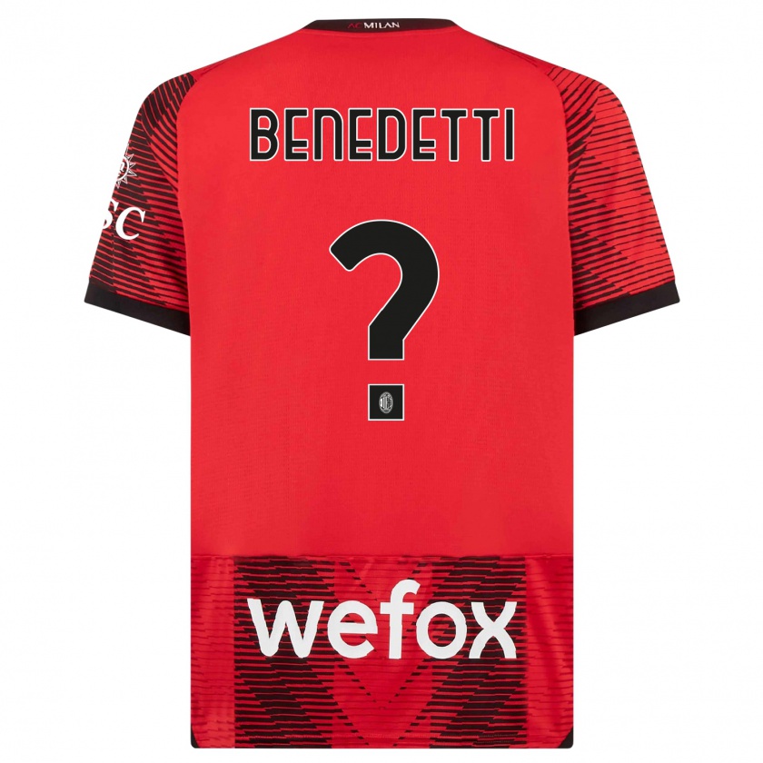 Kandiny Niño Camiseta Gioele Benedetti #0 Negro Rojo 1ª Equipación 2023/24 La Camisa