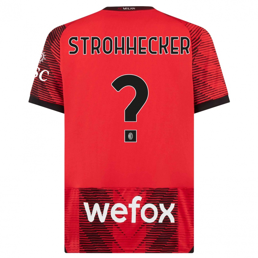 Kandiny Bambino Maglia Riccardo Strohhecker #0 Rosso Nero Kit Gara Home 2023/24 Maglietta