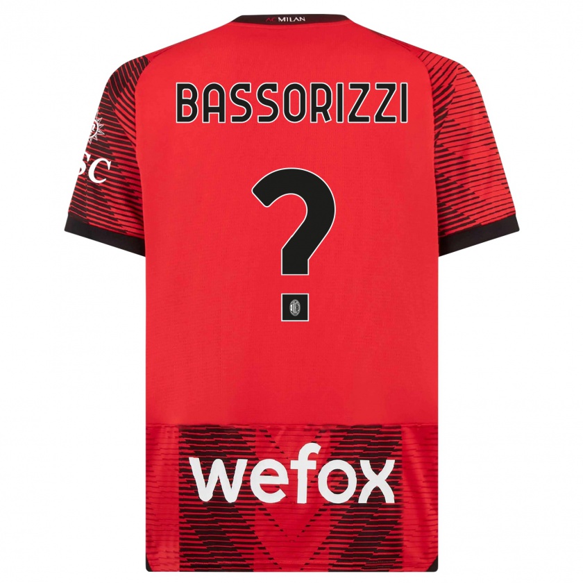 Kandiny Bambino Maglia Carlo Bassorizzi #0 Rosso Nero Kit Gara Home 2023/24 Maglietta