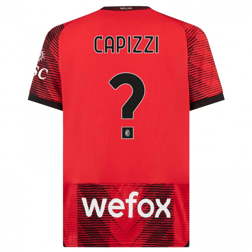 Kandiny Niño Camiseta Edoardo Capizzi #0 Negro Rojo 1ª Equipación 2023/24 La Camisa