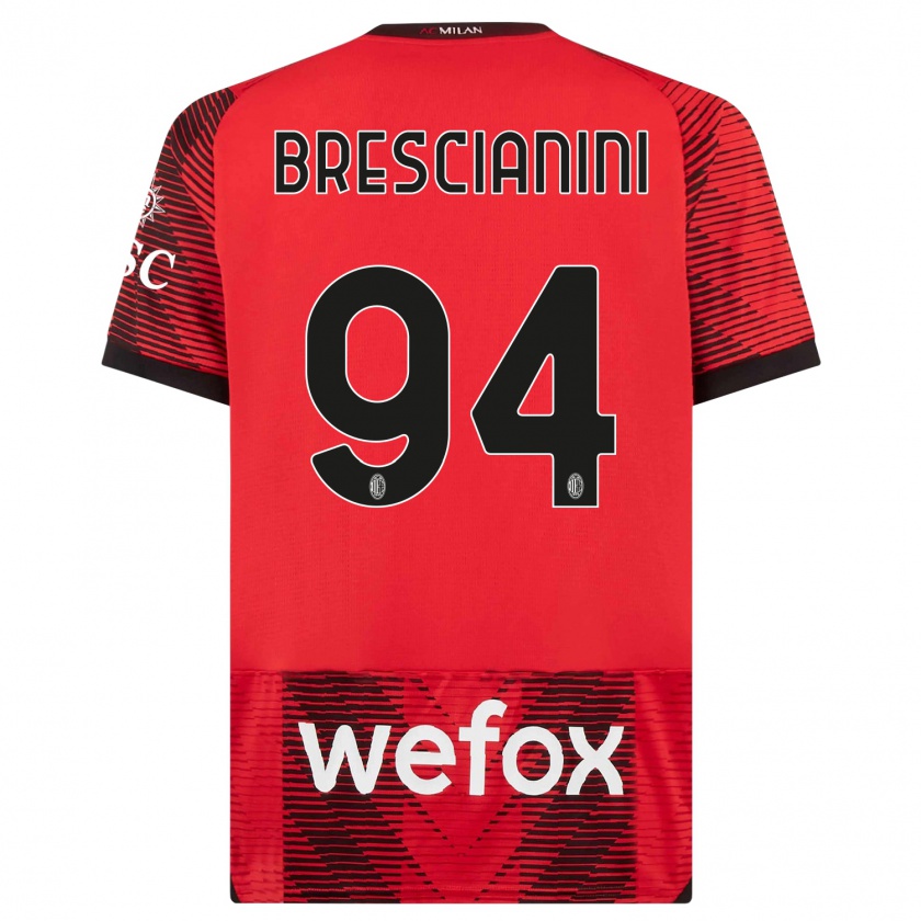 Kandiny Niño Camiseta Marco Brescianini #94 Negro Rojo 1ª Equipación 2023/24 La Camisa