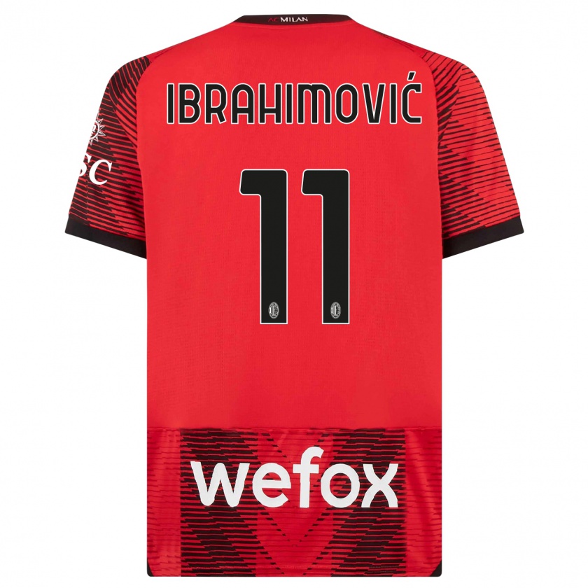 Kandiny Dzieci Zlatan Ibrahimovic #11 Czerwony Czarny Domowa Koszulka 2023/24 Koszulki Klubowe