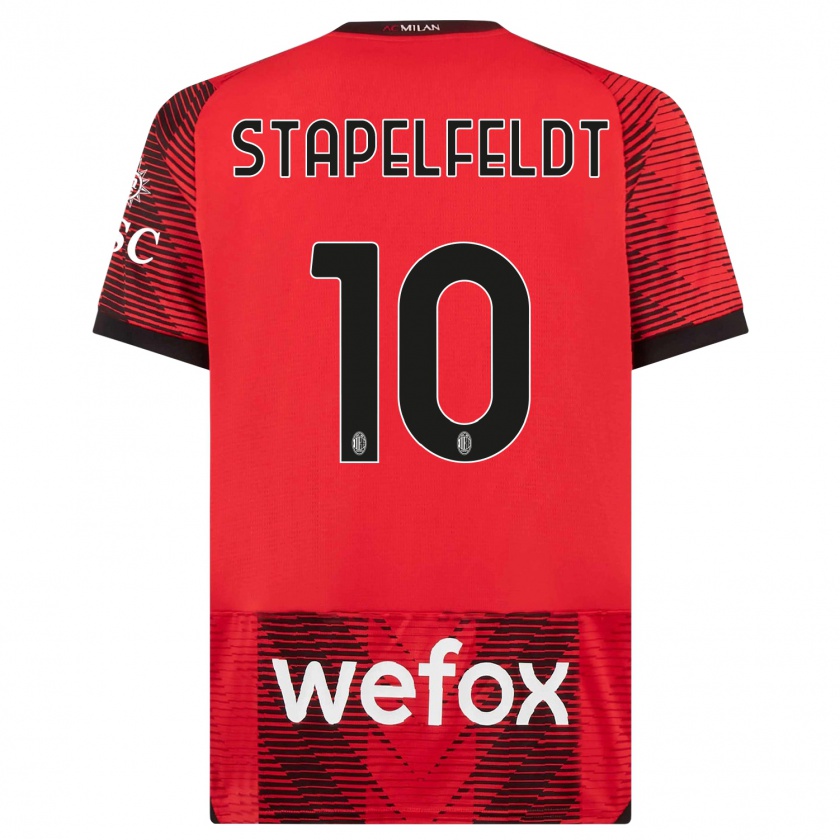 Kandiny Bambino Maglia Nina Stapelfeldt #10 Rosso Nero Kit Gara Home 2023/24 Maglietta