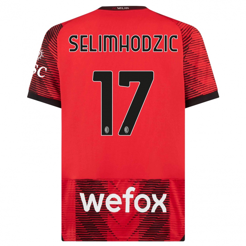 Kandiny Niño Camiseta Noa Selimhodzic #17 Negro Rojo 1ª Equipación 2023/24 La Camisa