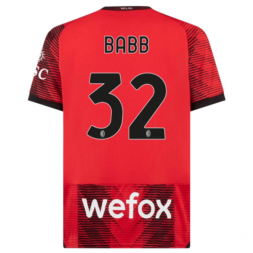 Kandiny Niño Camiseta Selena Delia Babb #32 Negro Rojo 1ª Equipación 2023/24 La Camisa