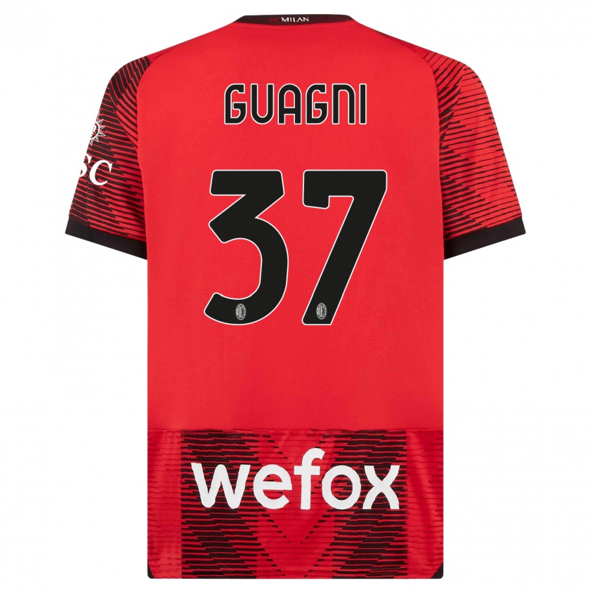 Kandiny Niño Camiseta Alia Guagni #37 Negro Rojo 1ª Equipación 2023/24 La Camisa