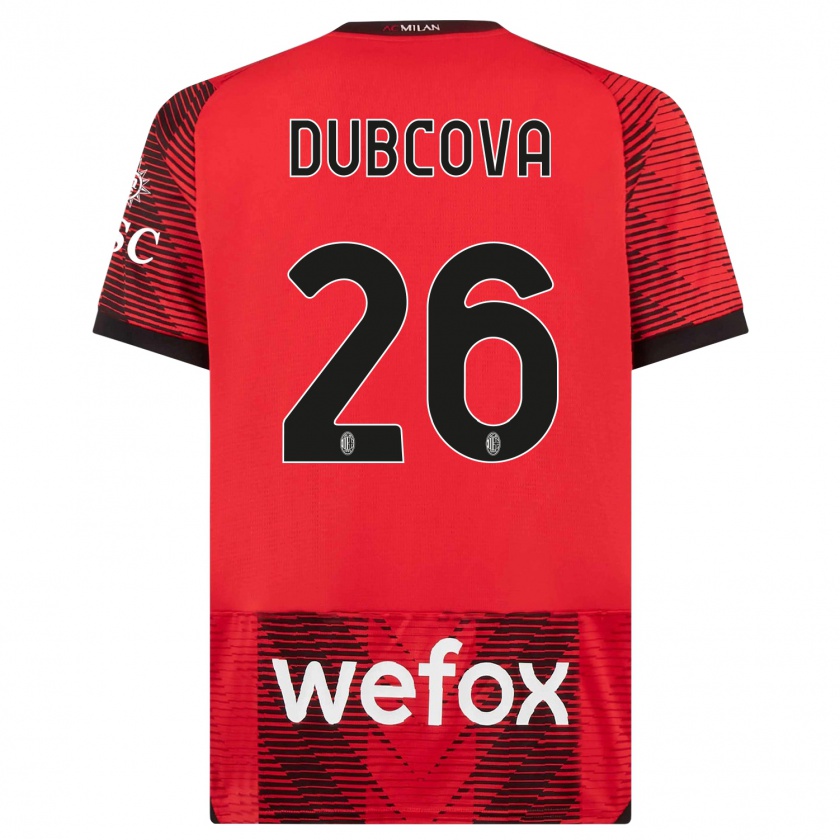 Kandiny Niño Camiseta Michaela Dubcova #26 Negro Rojo 1ª Equipación 2023/24 La Camisa