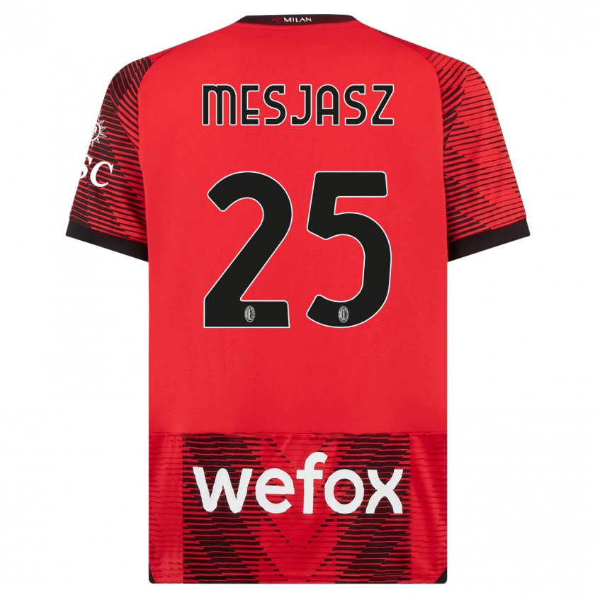 KandinyキッズMałgorzata Mesjasz#25赤、黒ホームシャツ2023/24ジャージーユニフォーム