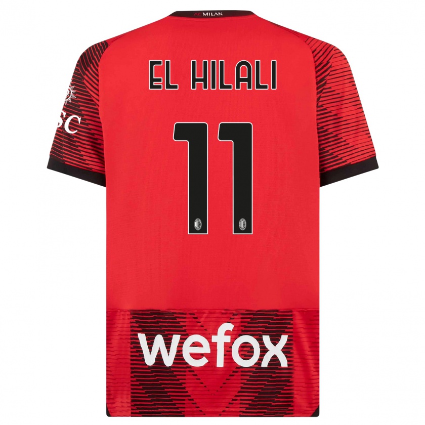 Kandiny Bambino Maglia Youns El Hilali #11 Rosso Nero Kit Gara Home 2023/24 Maglietta