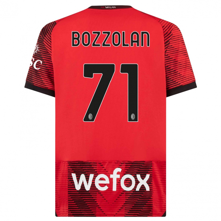 Kandiny Niño Camiseta Andrea Bozzolan #71 Negro Rojo 1ª Equipación 2023/24 La Camisa