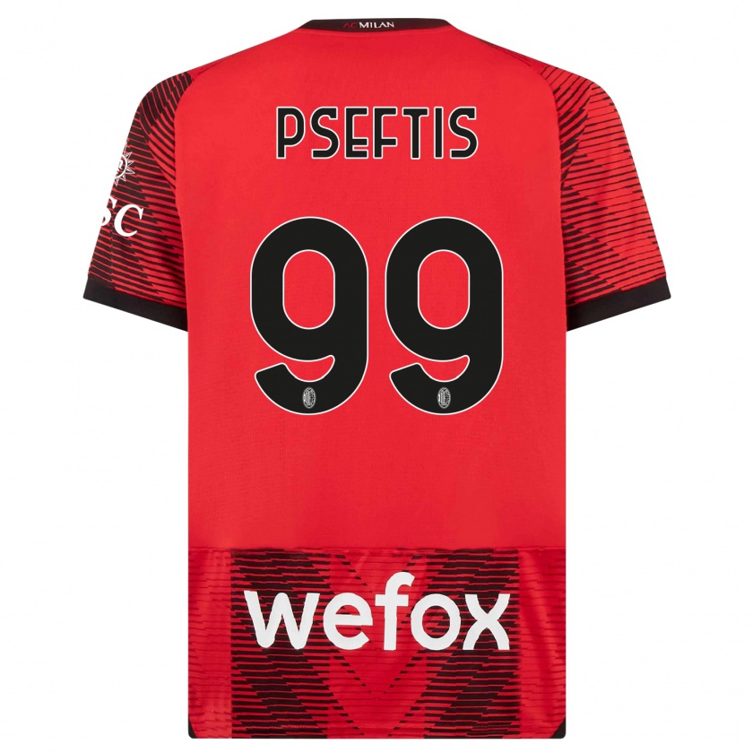 Kandiny Bambino Maglia Fotios Pseftis #99 Rosso Nero Kit Gara Home 2023/24 Maglietta