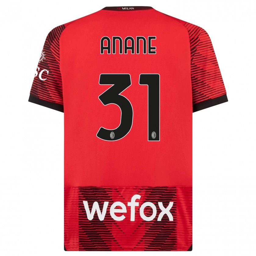 Kandiny Niño Camiseta Emmanuel Anane #31 Negro Rojo 1ª Equipación 2023/24 La Camisa