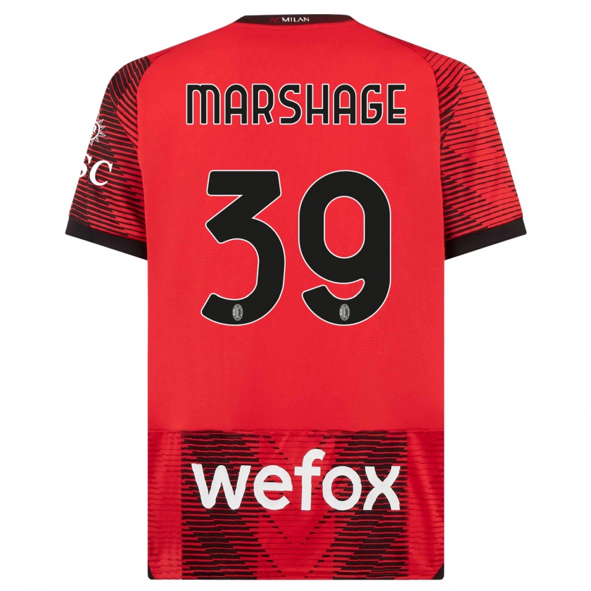 Kandiny Niño Camiseta Wilgot Marshage #39 Negro Rojo 1ª Equipación 2023/24 La Camisa