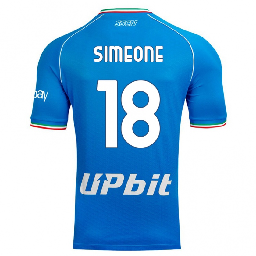 Kandiny Kinderen Giovanni Simeone #18 Hemelsblauw Thuisshirt Thuistenue 2023/24 T-Shirt België