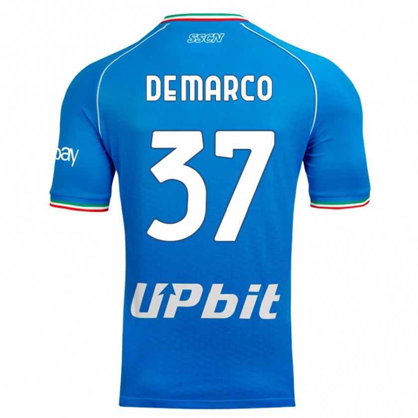 Kandiny Bambino Maglia Francesco De Marco #37 Cielo Blu Kit Gara Home 2023/24 Maglietta