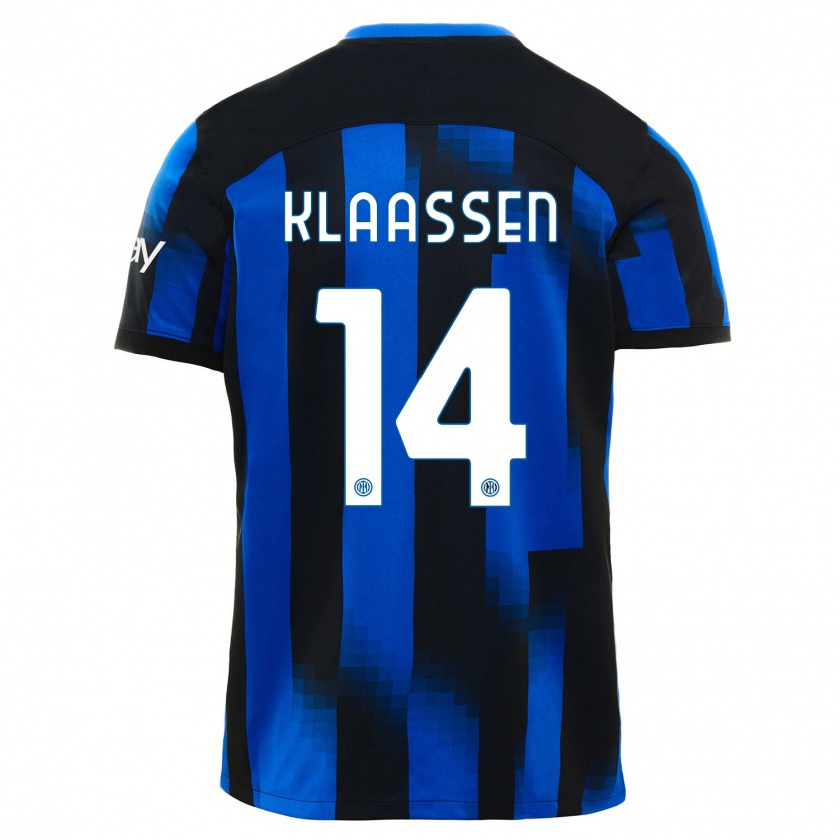 Kandiny Bambino Maglia Davy Klaassen #14 Nero Blu Kit Gara Home 2023/24 Maglietta