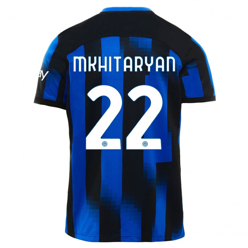 Kandiny Bambino Maglia Henrikh Mkhitaryan #22 Nero Blu Kit Gara Home 2023/24 Maglietta