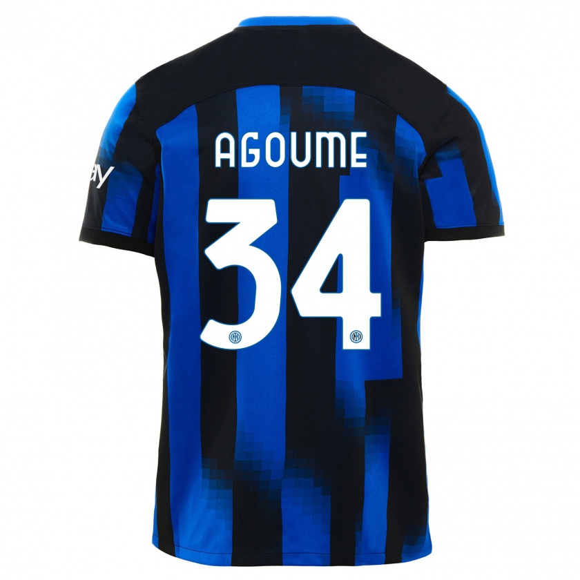 Kandiny Niño Camiseta Lucien Agoumé #34 Azul Negro 1ª Equipación 2023/24 La Camisa