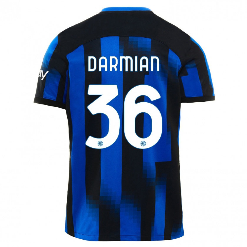 Kandiny Kinderen Matteo Darmian #36 Zwart Blauw Thuisshirt Thuistenue 2023/24 T-Shirt België