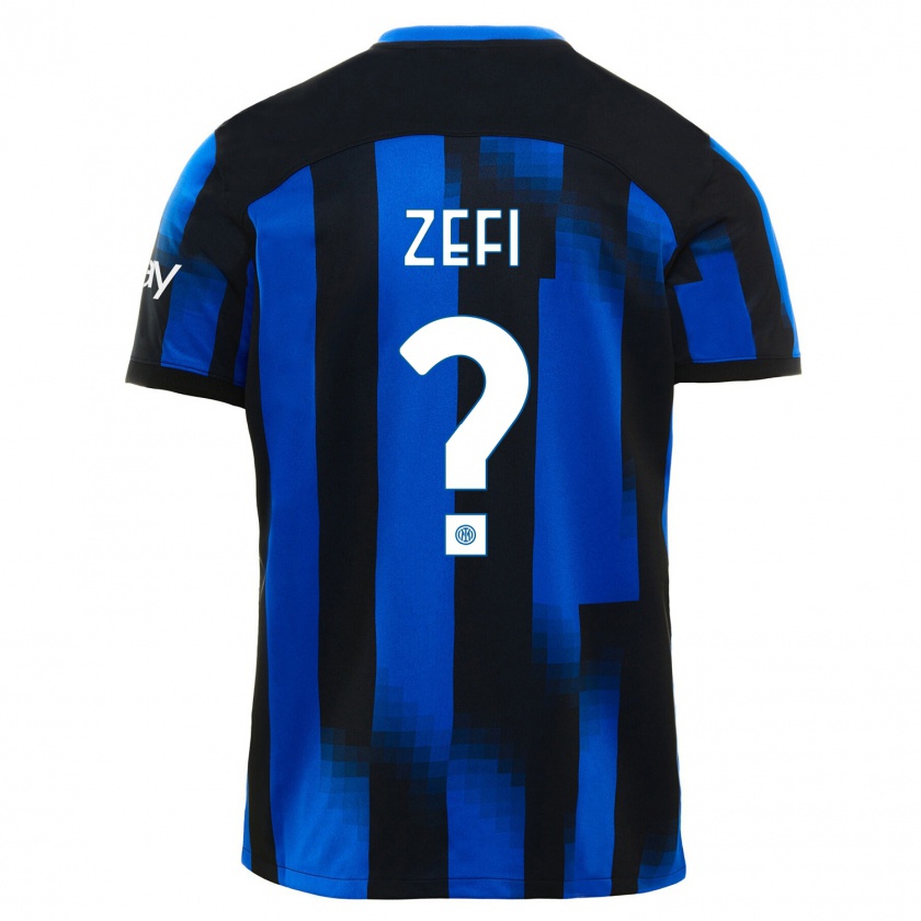 Kandiny Bambino Maglia Kevin Zefi #0 Nero Blu Kit Gara Home 2023/24 Maglietta