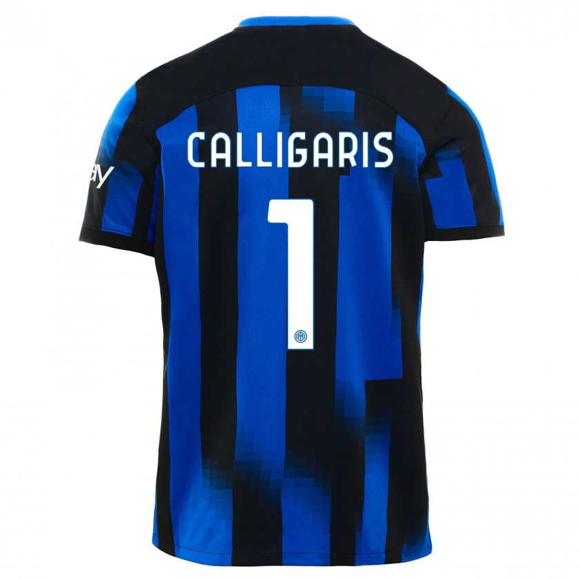 Kandiny Niño Camiseta Alessandro Calligaris #1 Azul Negro 1ª Equipación 2023/24 La Camisa