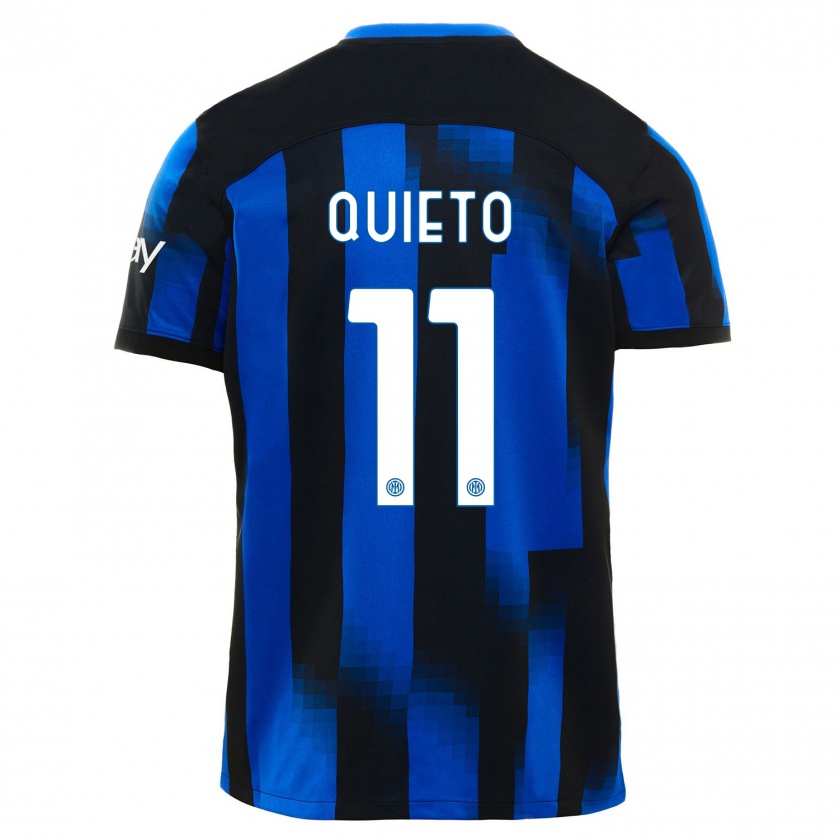 Kandiny Niño Camiseta Daniele Quieto #11 Azul Negro 1ª Equipación 2023/24 La Camisa