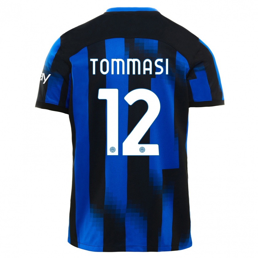 Kandiny Niño Camiseta Francesco Tommasi #12 Azul Negro 1ª Equipación 2023/24 La Camisa