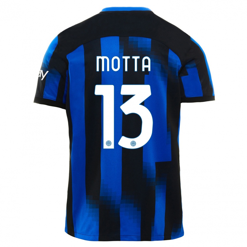 Kandiny Kinderen Matteo Motta #13 Zwart Blauw Thuisshirt Thuistenue 2023/24 T-Shirt België