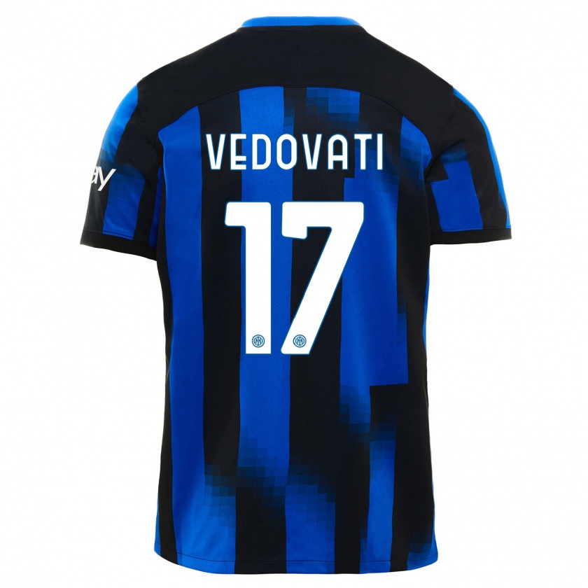 Kandiny Kinderen Gabriele Vedovati #17 Zwart Blauw Thuisshirt Thuistenue 2023/24 T-Shirt België