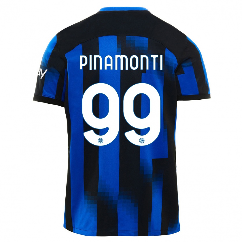 Kandiny Bambino Maglia Andrea Pinamonti #99 Nero Blu Kit Gara Home 2023/24 Maglietta