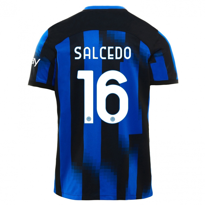 Kandiny Kinder Eddie Salcedo #16 Schwarz Blau Heimtrikot Trikot 2023/24 T-Shirt Österreich